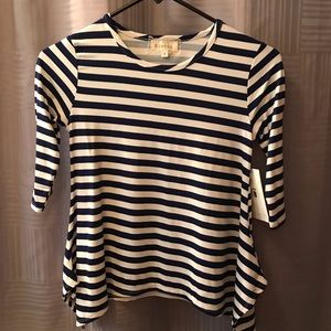 BTWEEN Navy & White Striped Top NWT